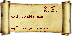 Koth Benjámin névjegykártya